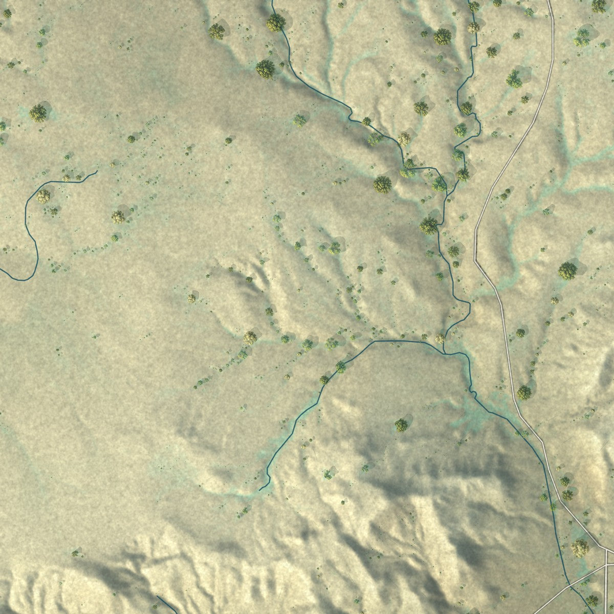 Close-up of the map of Shawnee, Wyoming print showing street and building detail