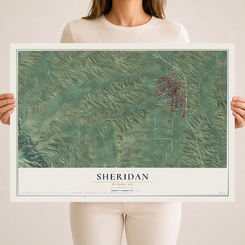 Map of Sheridan, Wyoming, 18 x 24 inch unframed archival matte print