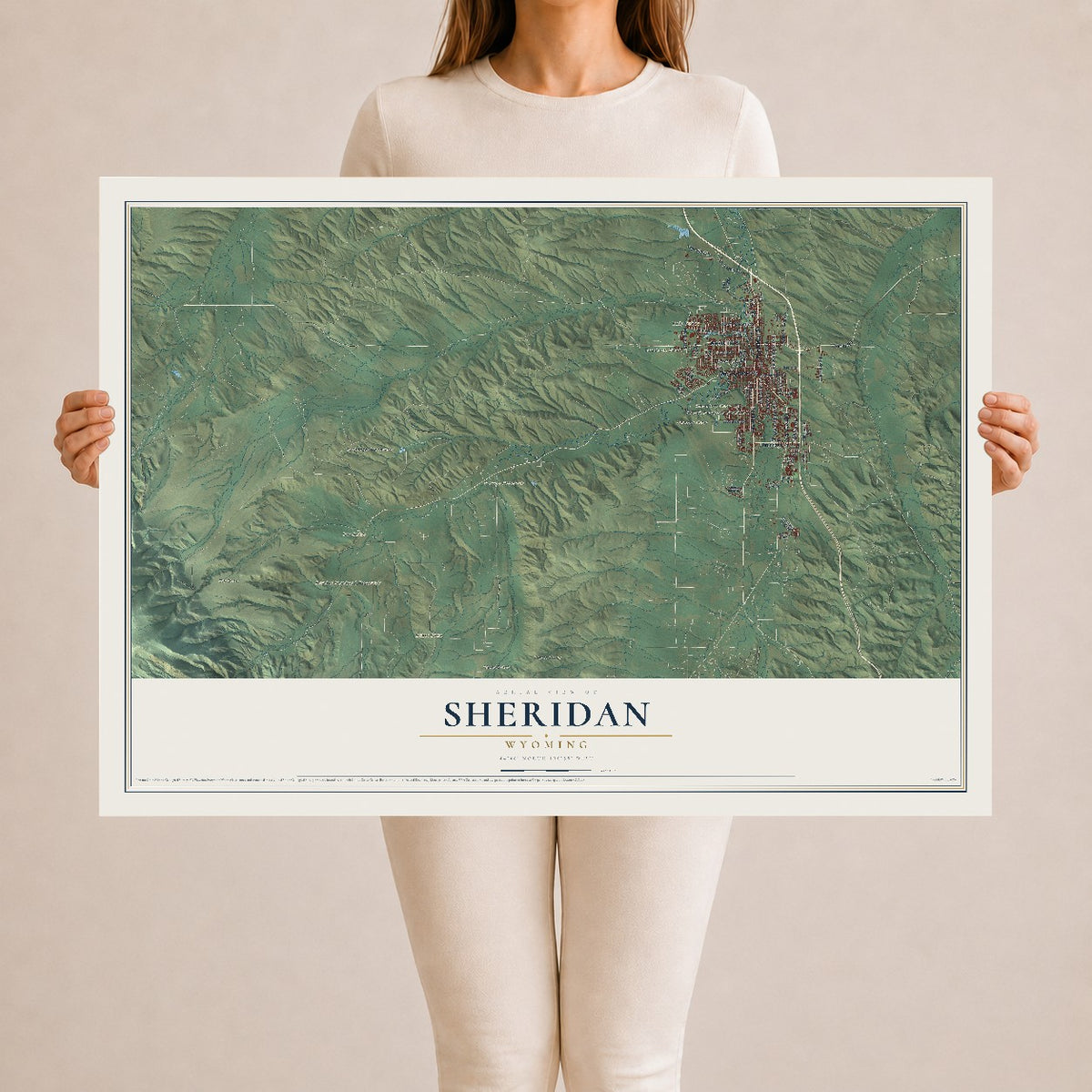 Map of Sheridan, Wyoming, 24 x 36 inch unframed archival matte print