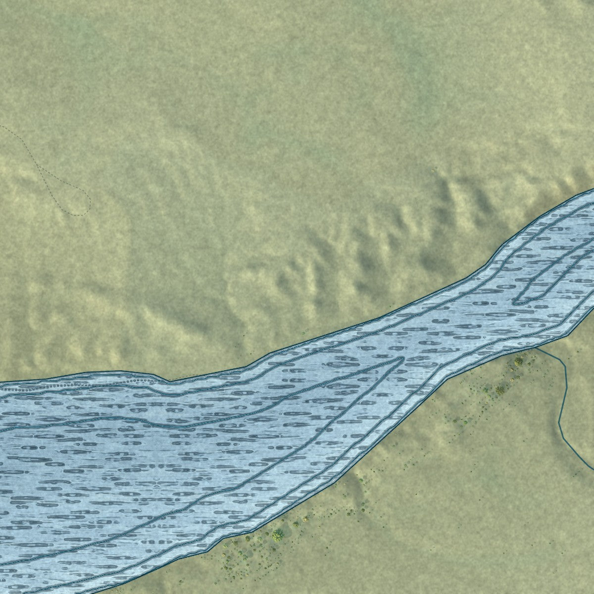 Second close-up of the map of Shoshoni, Wyoming print showing more streets and buildings