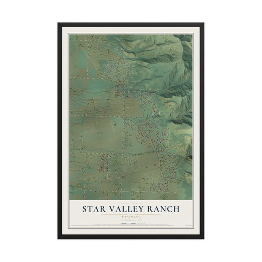 Map of Star Valley Ranch, Wyoming, 12 x 18 inch print in a black wood frame