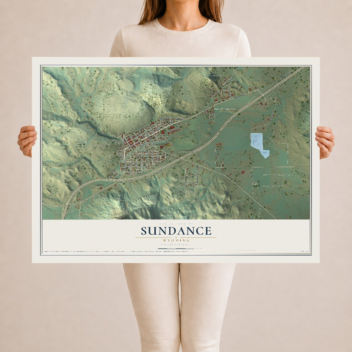 Map of Sundance, Wyoming, 24 x 36 inch unframed archival matte print