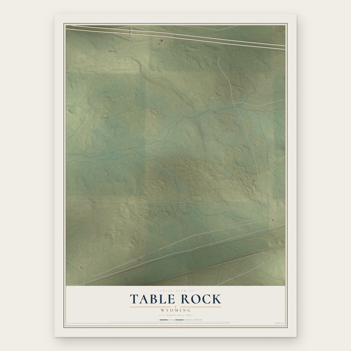 Table Rock, Wyoming map print, the full design
