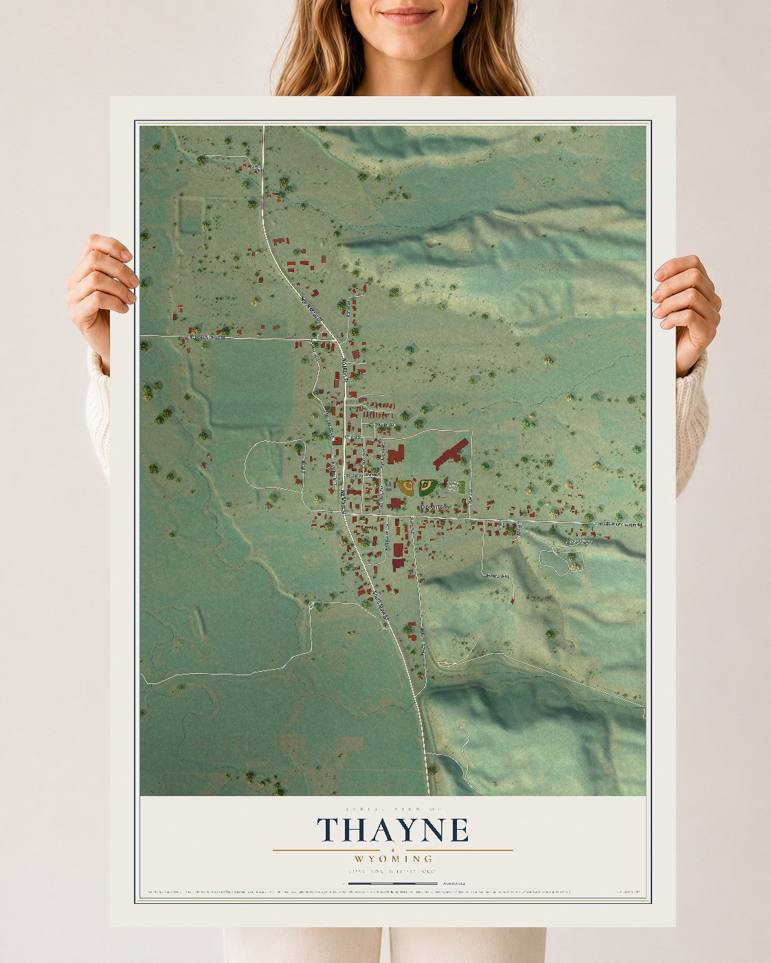 Map of Thayne, Wyoming, 24 x 36 inch unframed archival matte print