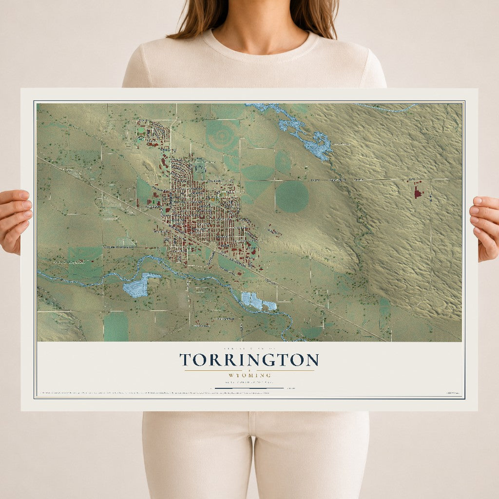 Map of Torrington, Wyoming, 18 x 24 inch unframed archival matte print