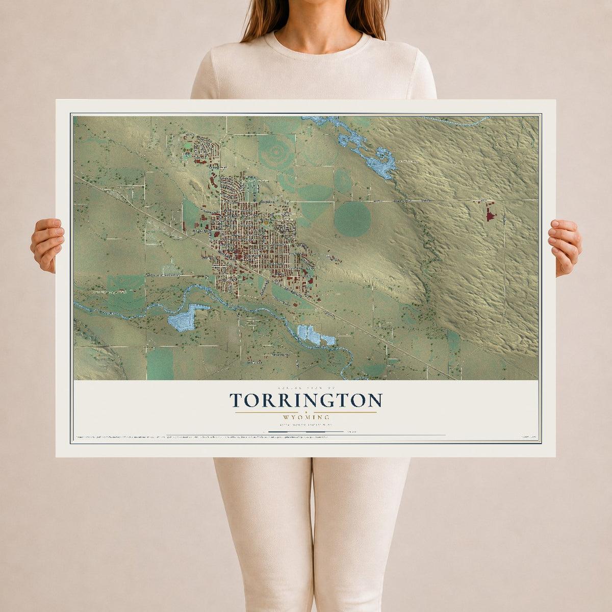 Map of Torrington, Wyoming, 24 x 36 inch unframed archival matte print