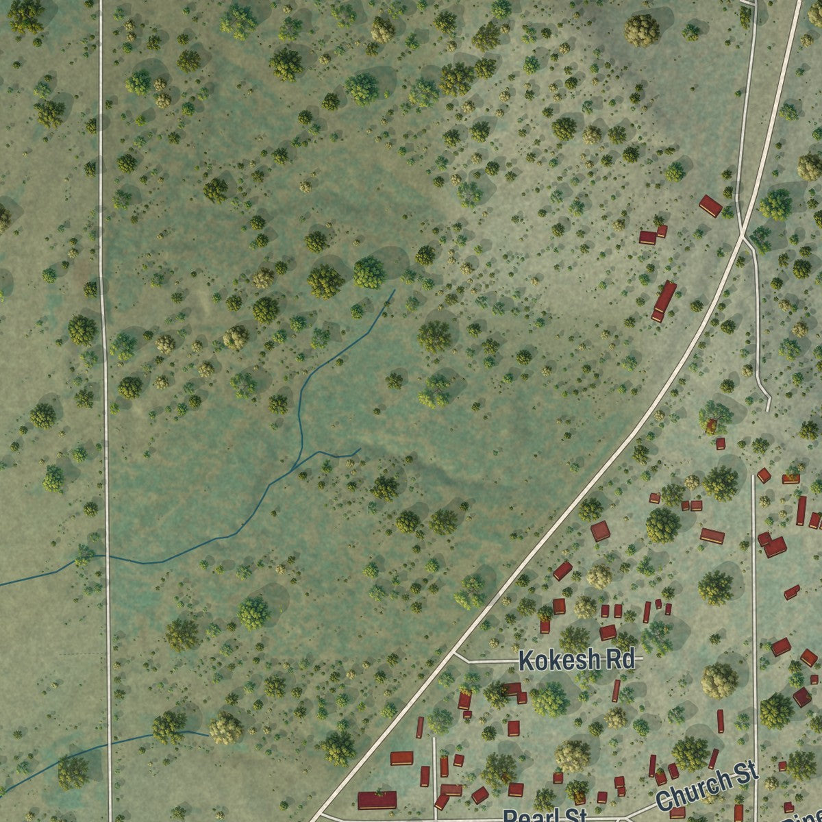 Second close-up of the map of Upton, Wyoming print showing more streets and buildings