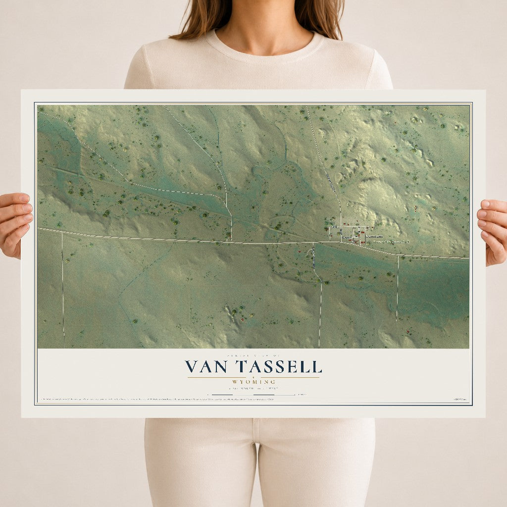 Map of Van Tassell, Wyoming, 18 x 24 inch unframed archival matte print