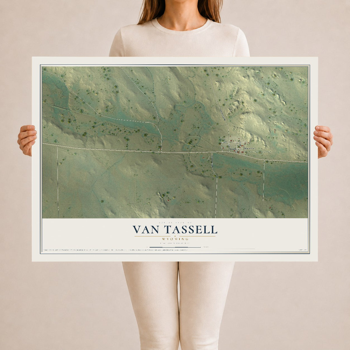 Map of Van Tassell, Wyoming, 24 x 36 inch unframed archival matte print