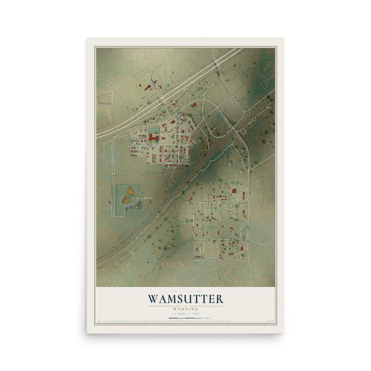 Map of Wamsutter, Wyoming, 12 x 18 inch unframed archival matte print