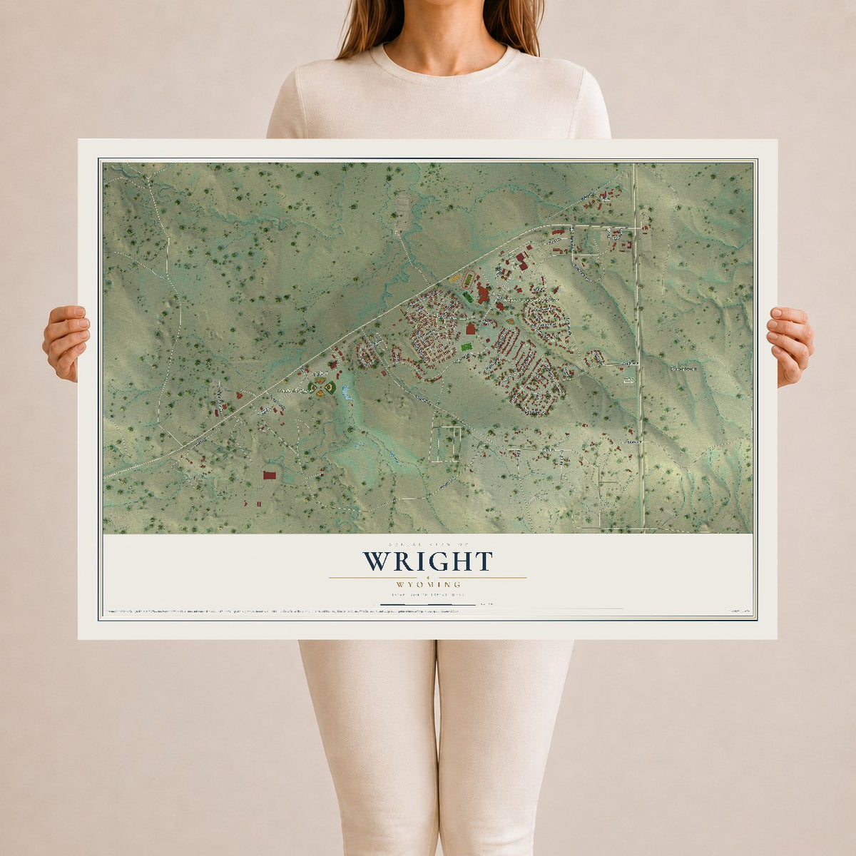 Map of Wright, Wyoming, 24 x 36 inch unframed archival matte print
