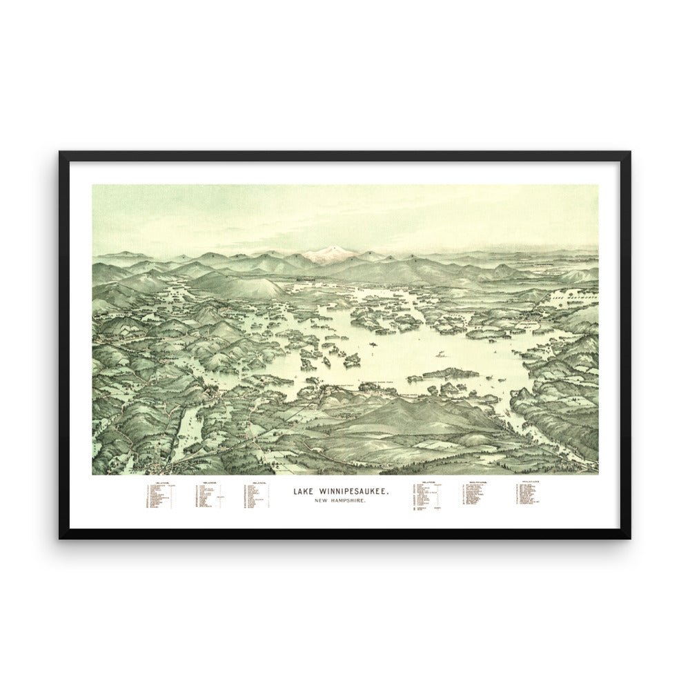 Lake Winnipesaukee Framed Boater's Map - Available at KNOWOL