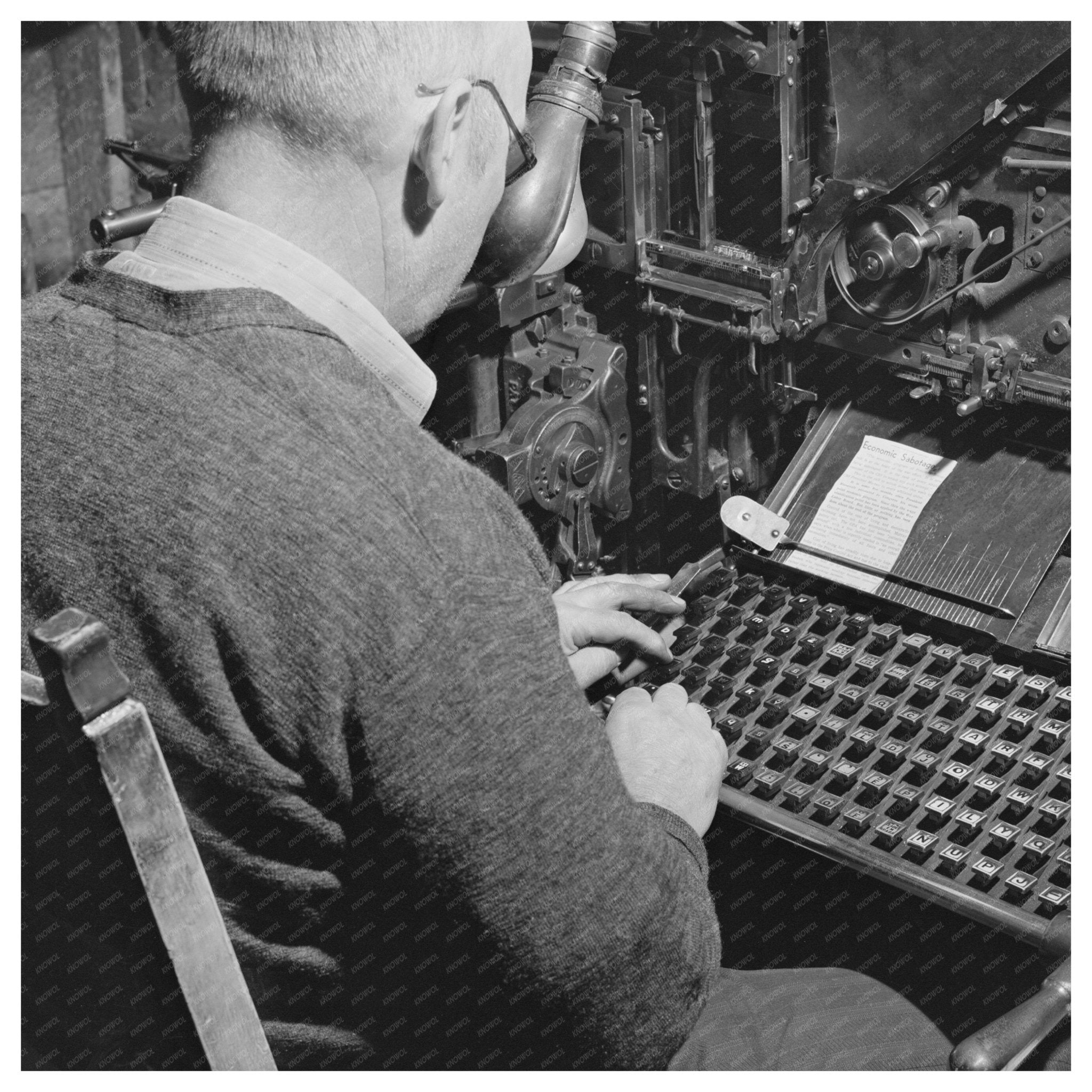Linotype Operator at Miners Union Newspaper 1942 - Available at KNOWOL