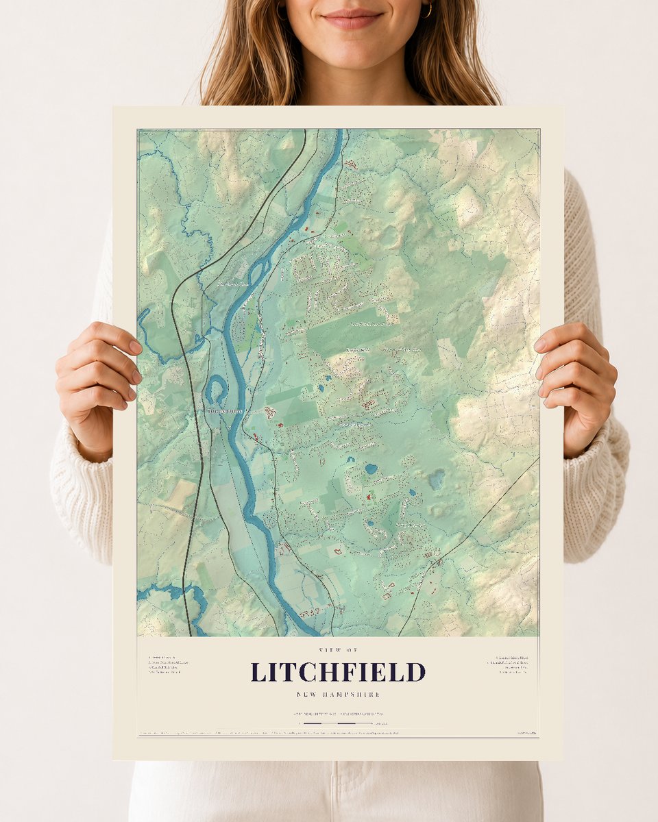 Litchfield, New Hampshire map print, 12 x 18 archival matte print