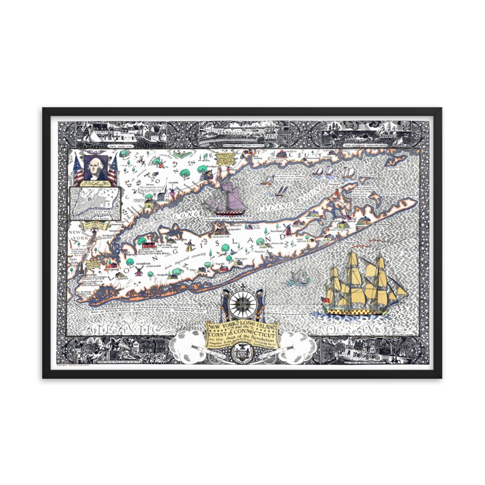 Long Island New York Revolutionary Framed Map - Available at KNOWOL