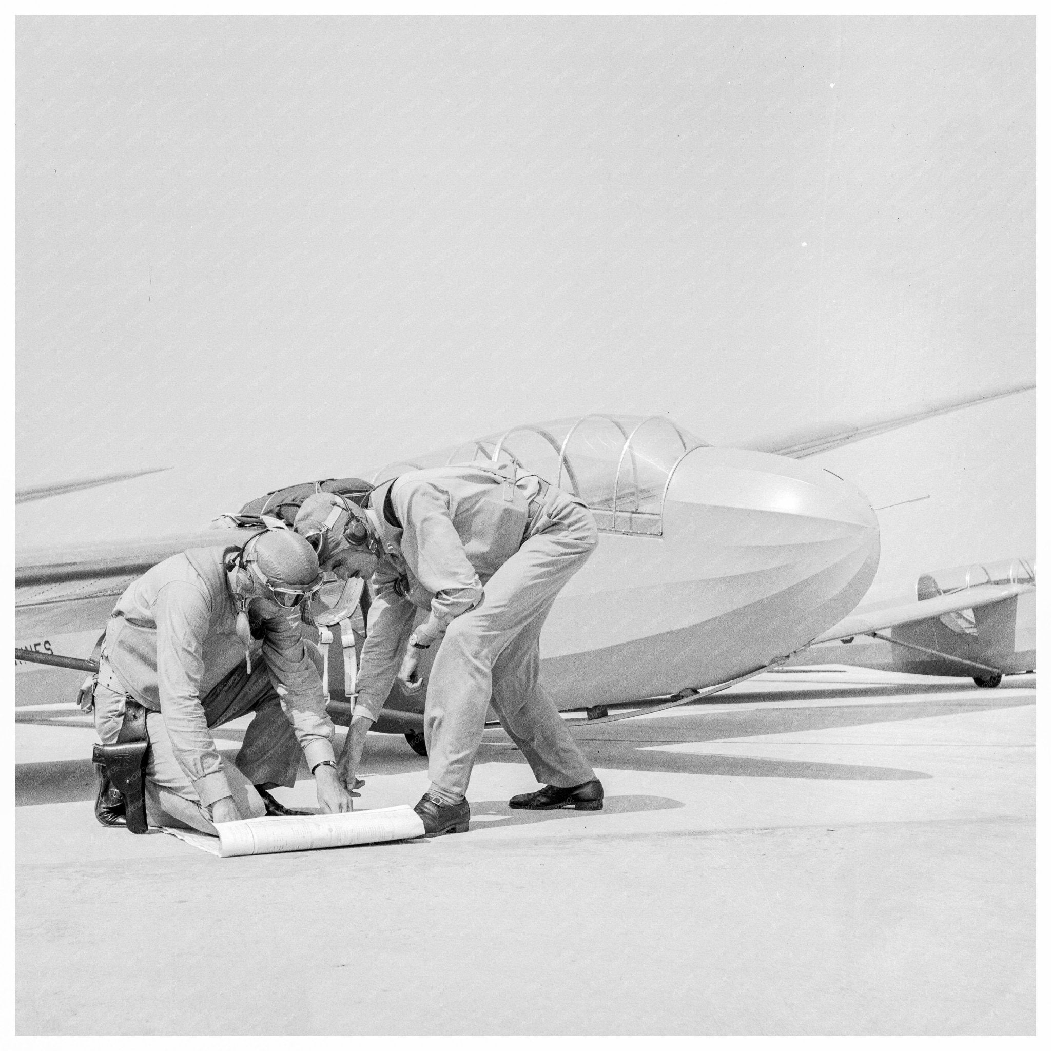 Marine Corps Lieutenants Studying Glider Pilotage May 1942 Parris Island South Carolina - Available at KNOWOL