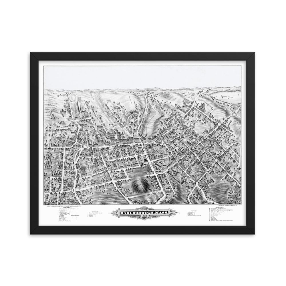 Marlborough, MA 1878 Framed - Available at KNOWOL