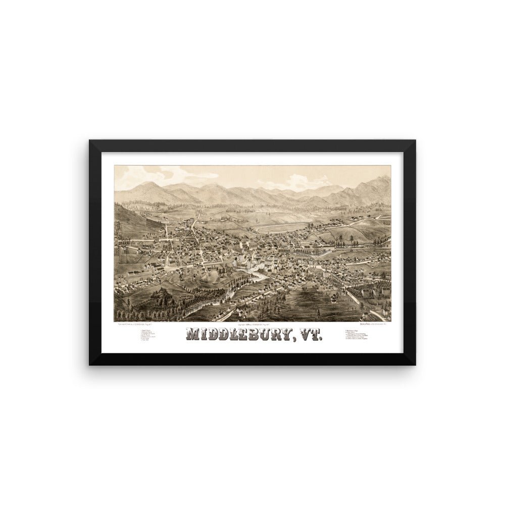 Middlebury, VT 1886 Framed Print - Available at KNOWOL
