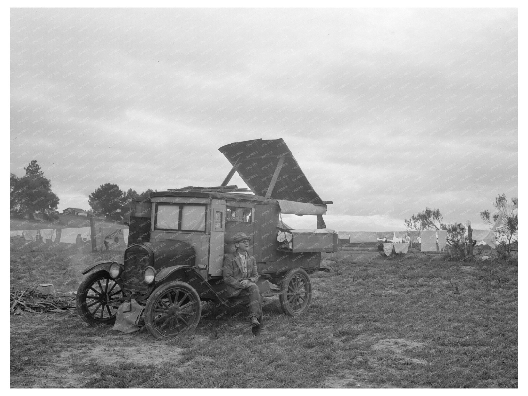 Migrant Dwelling in Nipomo California February 1936 Vintage Photo - Available at KNOWOL