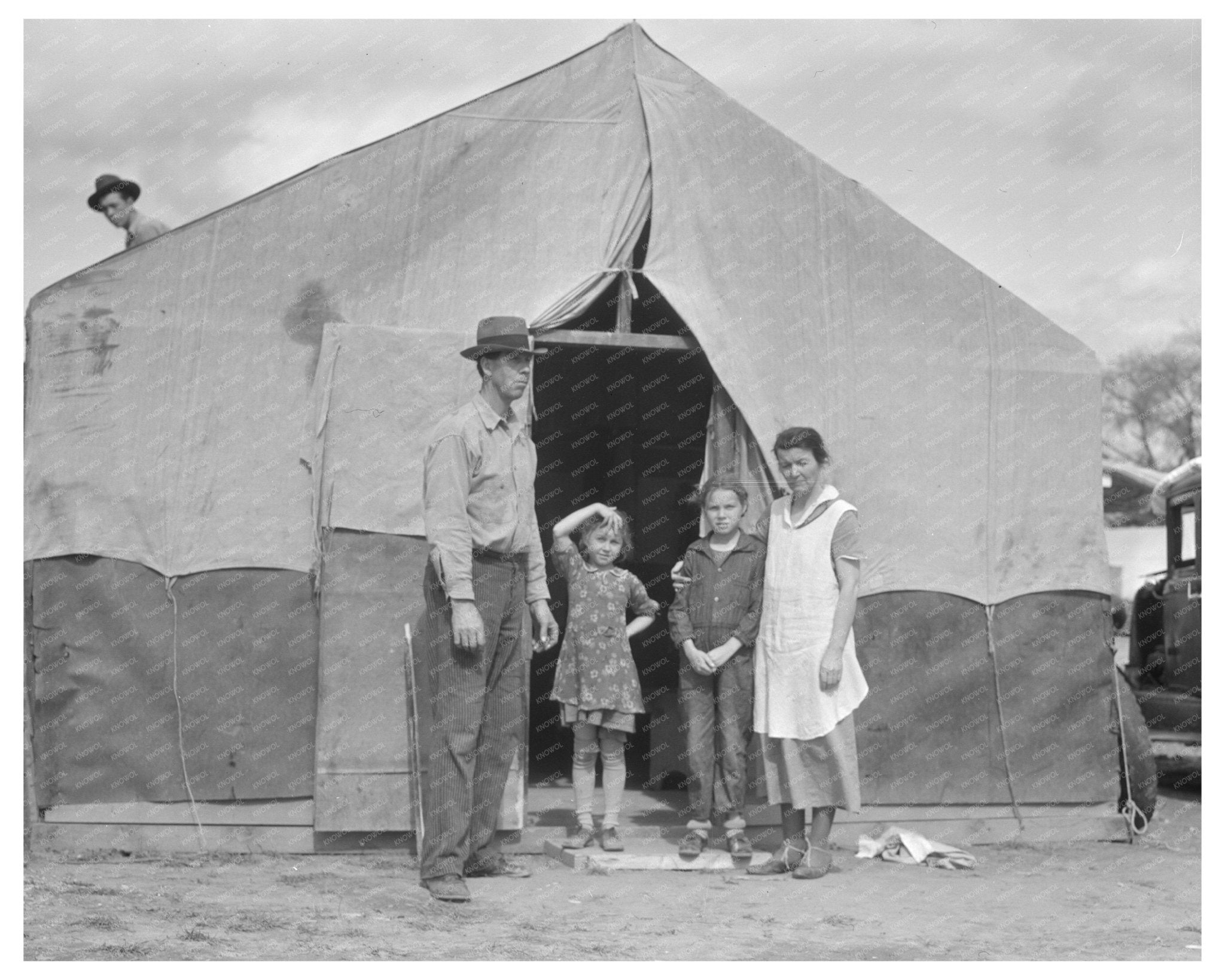 Migrant Family Denied Entry in Kern County California February 1936 Vintage Photo - Available at KNOWOL
