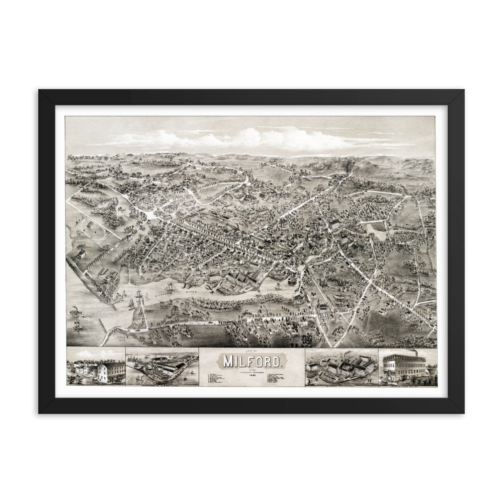 Milford, CT 1882 Framed - Available at KNOWOL