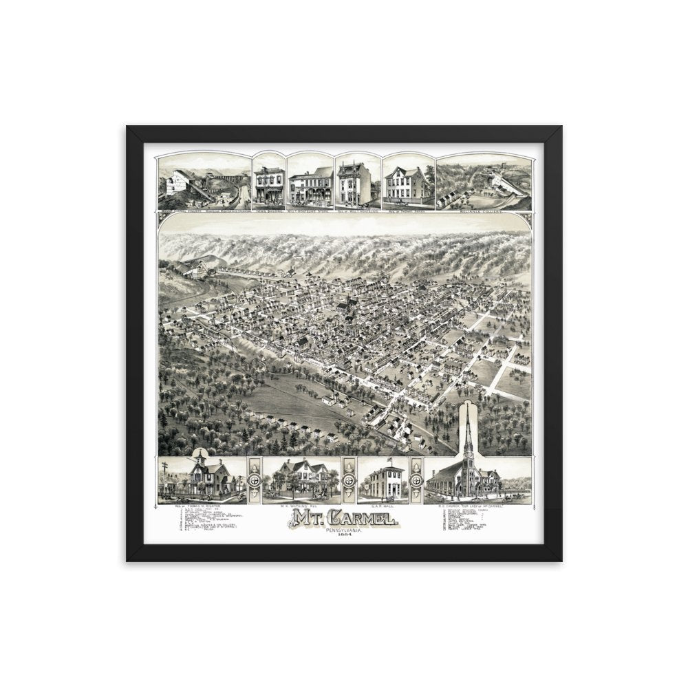 Mt. Carmel PA 1884 Framed - Available at KNOWOL