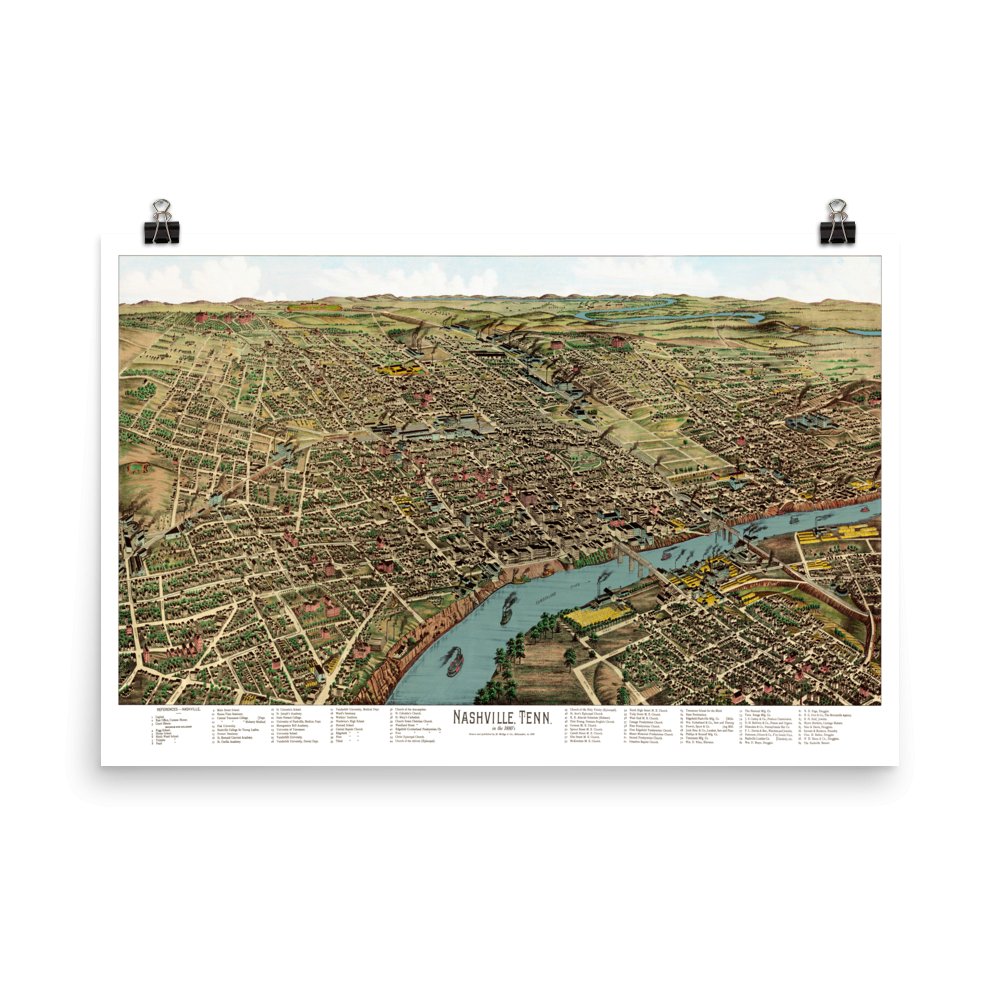 NASHVILLE, TENNESSEE 1888 36" x 54" - Available at KNOWOL
