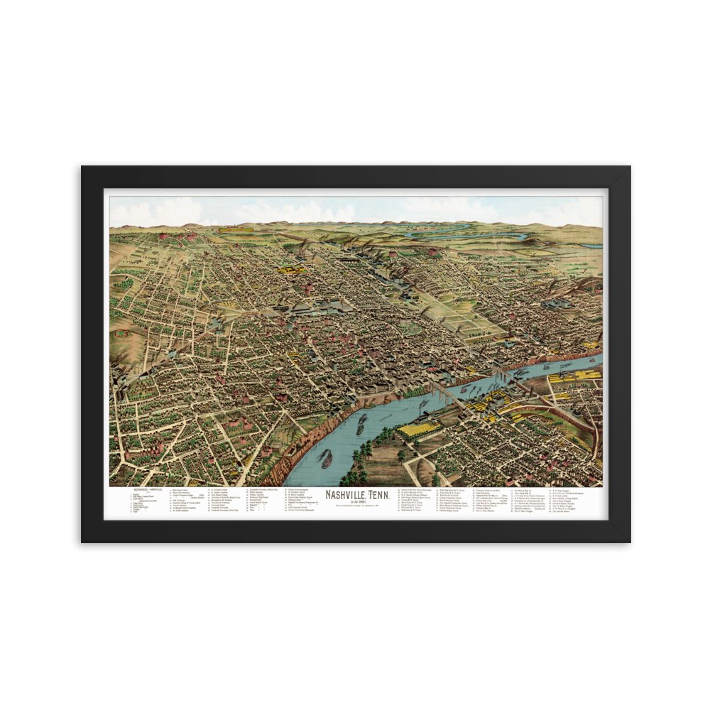 Nashville, Tennessee 1888 Framed Map - Available at KNOWOL