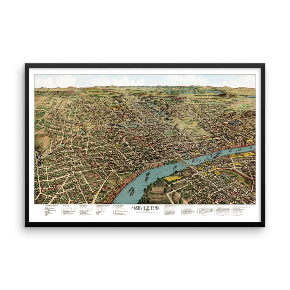 Nashville, Tennessee 1888 Framed Map - Available at KNOWOL