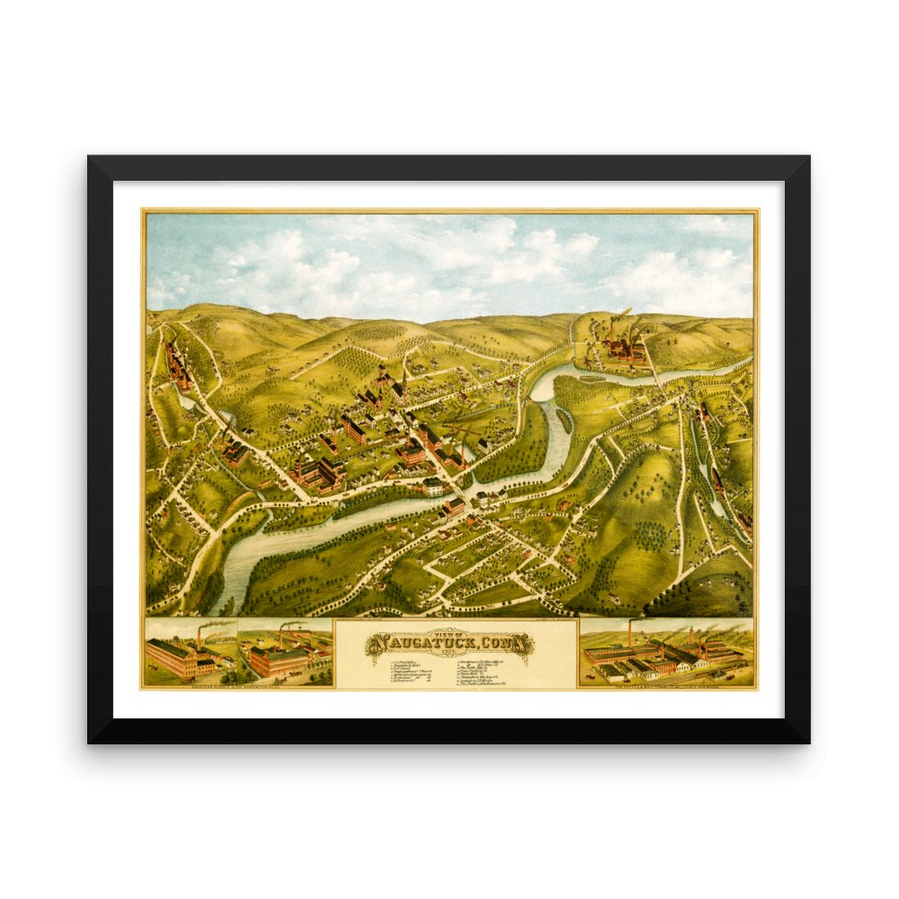 Naugatuck, CT 1877 Framed - Available at KNOWOL
