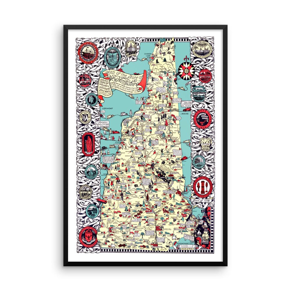 New Hampshire Framed Historical Map, 1926 - Available at KNOWOL