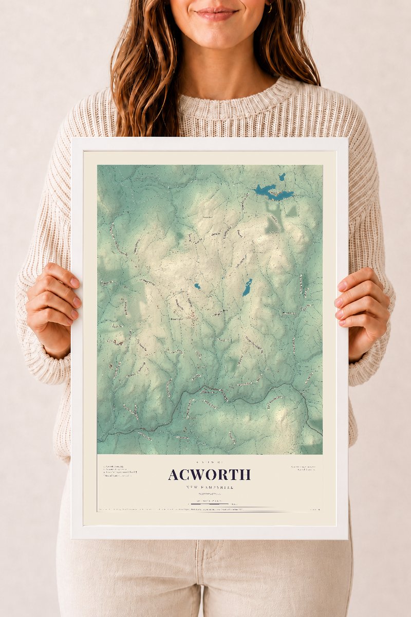 NH Current Atlas 2026 | Acworth | 12" x 18" | W/ White Ayous Wood Frame