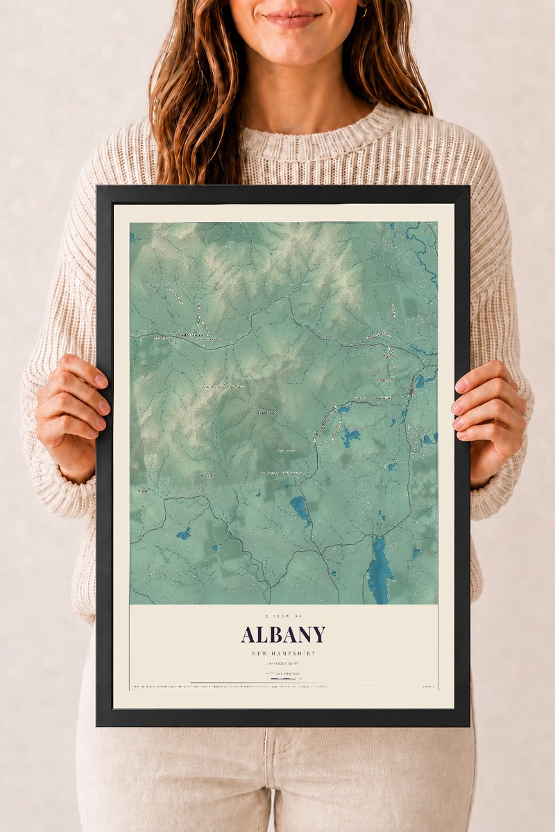 NH Current Atlas 2026 | Albany | 12" x 18" | W/ Black Ayous Wood Frame