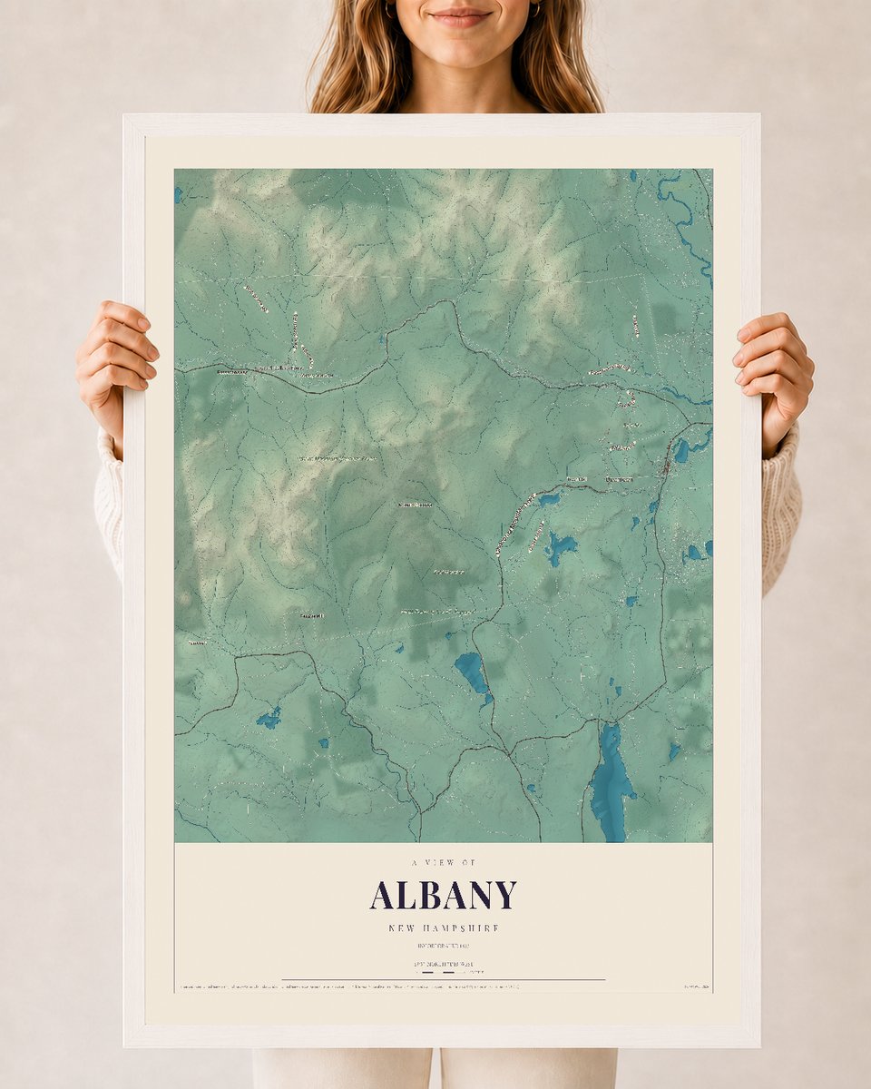 NH Current Atlas 2026 | Albany | 24" x 36" | W/ White Ayous Wood Frame
