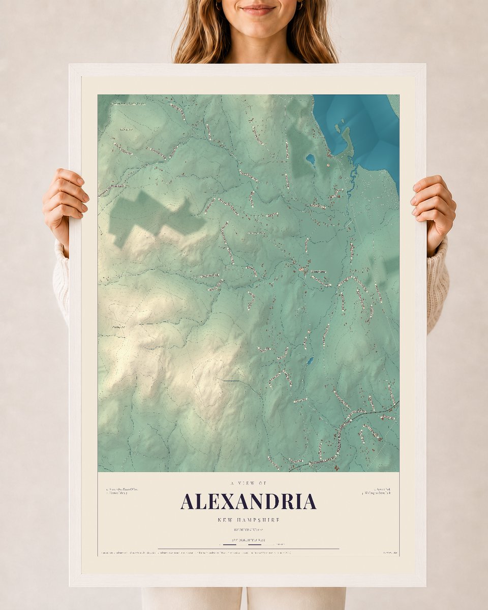 NH Current Atlas 2026 | Alexandria | 24" x 36" | W/ White Ayous Wood Frame
