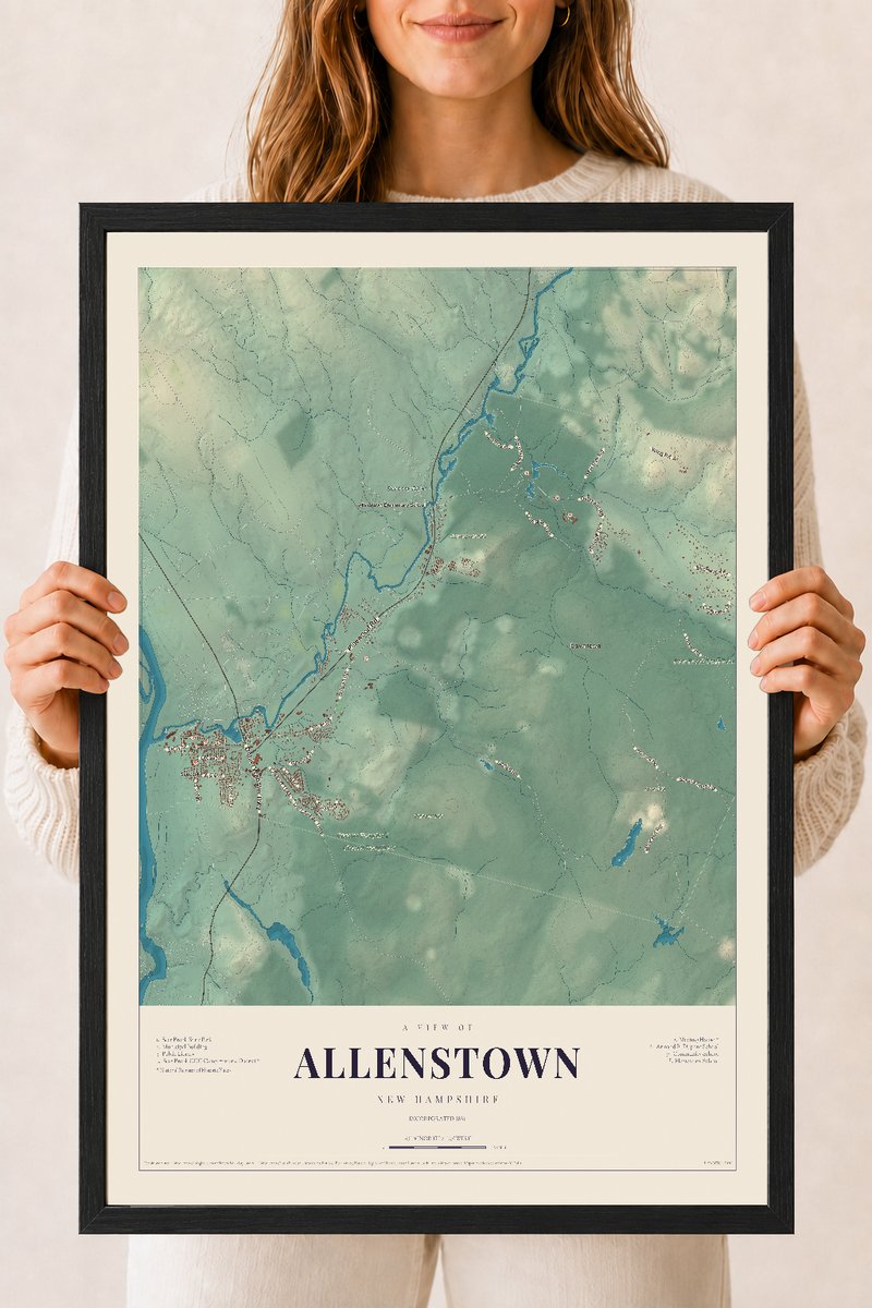 NH Current Atlas 2026 | Allenstown | 18" x 24" | W/ Black Ayous Wood Frame