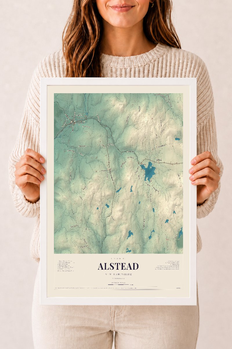 NH Current Atlas 2026 | Alstead | 12" x 18" | W/ White Ayous Wood Frame