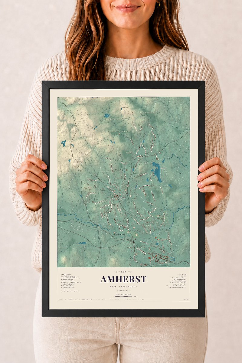 NH Current Atlas 2026 | Amherst | 12" x 18" | W/ Black Ayous Wood Frame