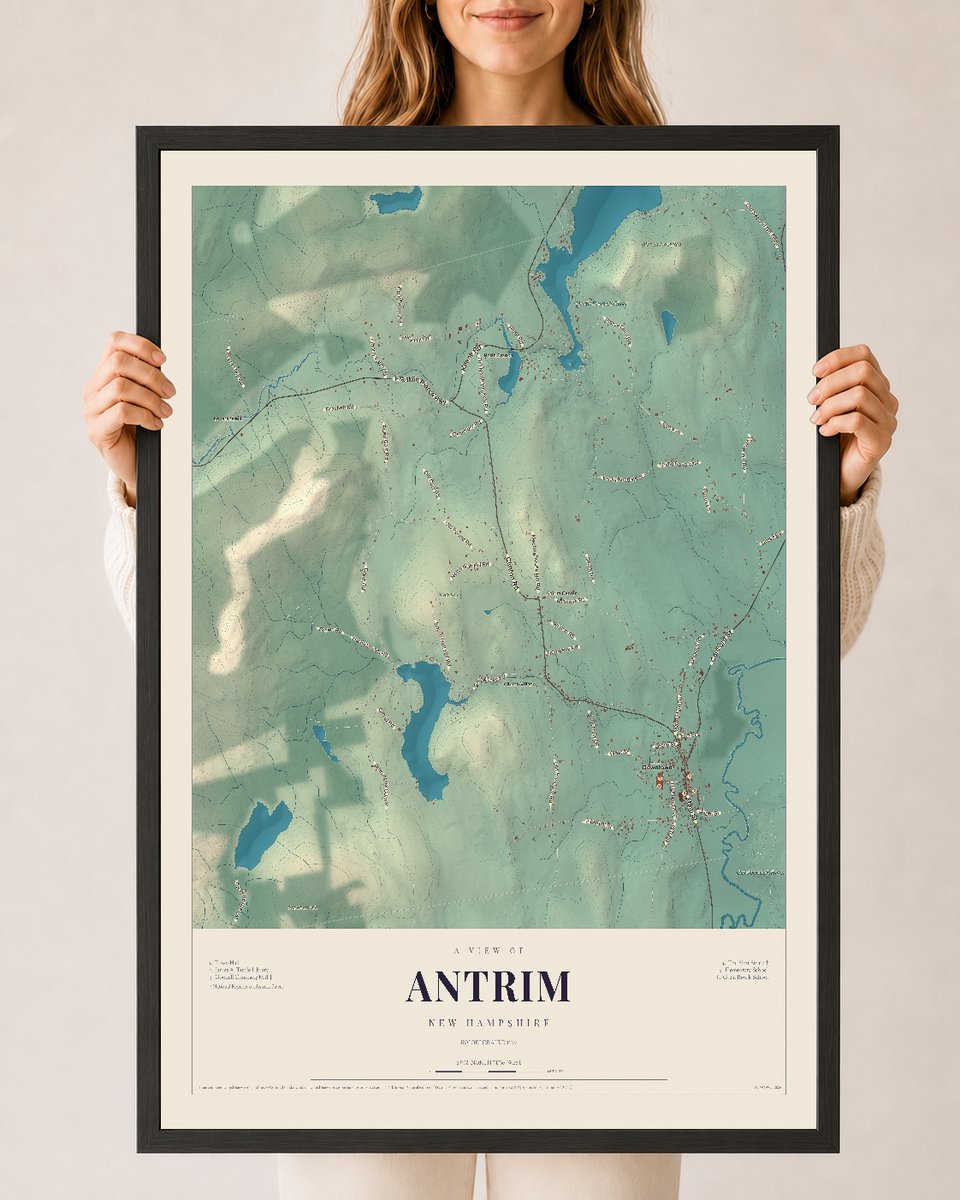 NH Current Atlas 2026 | Antrim | 24" x 36" | W/ Black Ayous Wood Frame