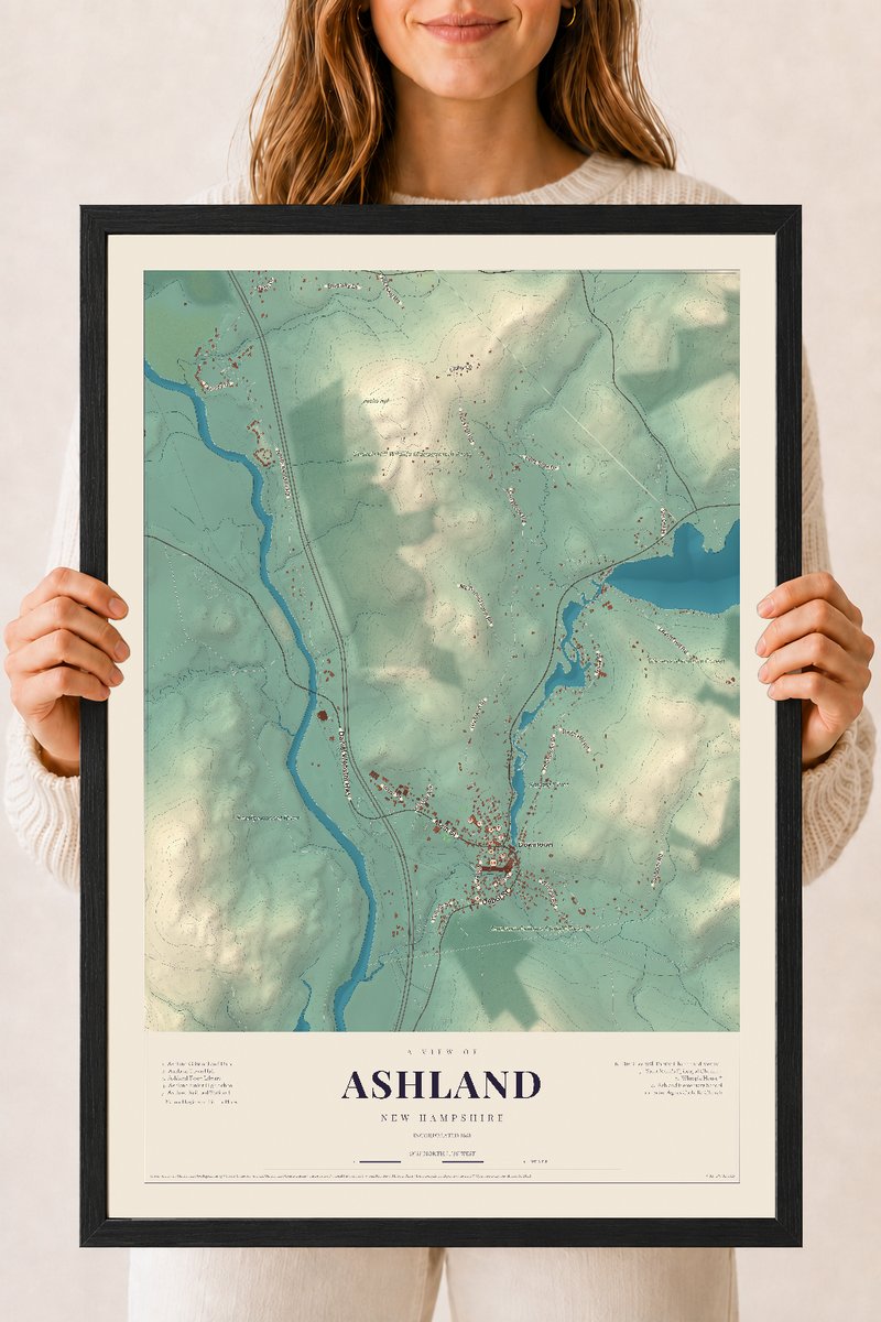 NH Current Atlas 2026 | Ashland | 18" x 24" | W/ Black Ayous Wood Frame