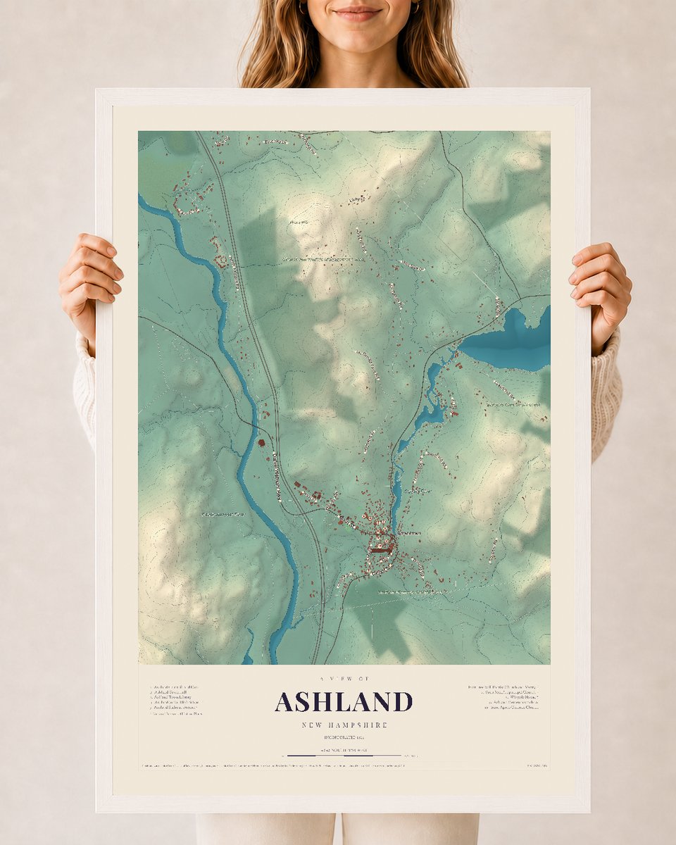 NH Current Atlas 2026 | Ashland | 24" x 36" | W/ White Ayous Wood Frame