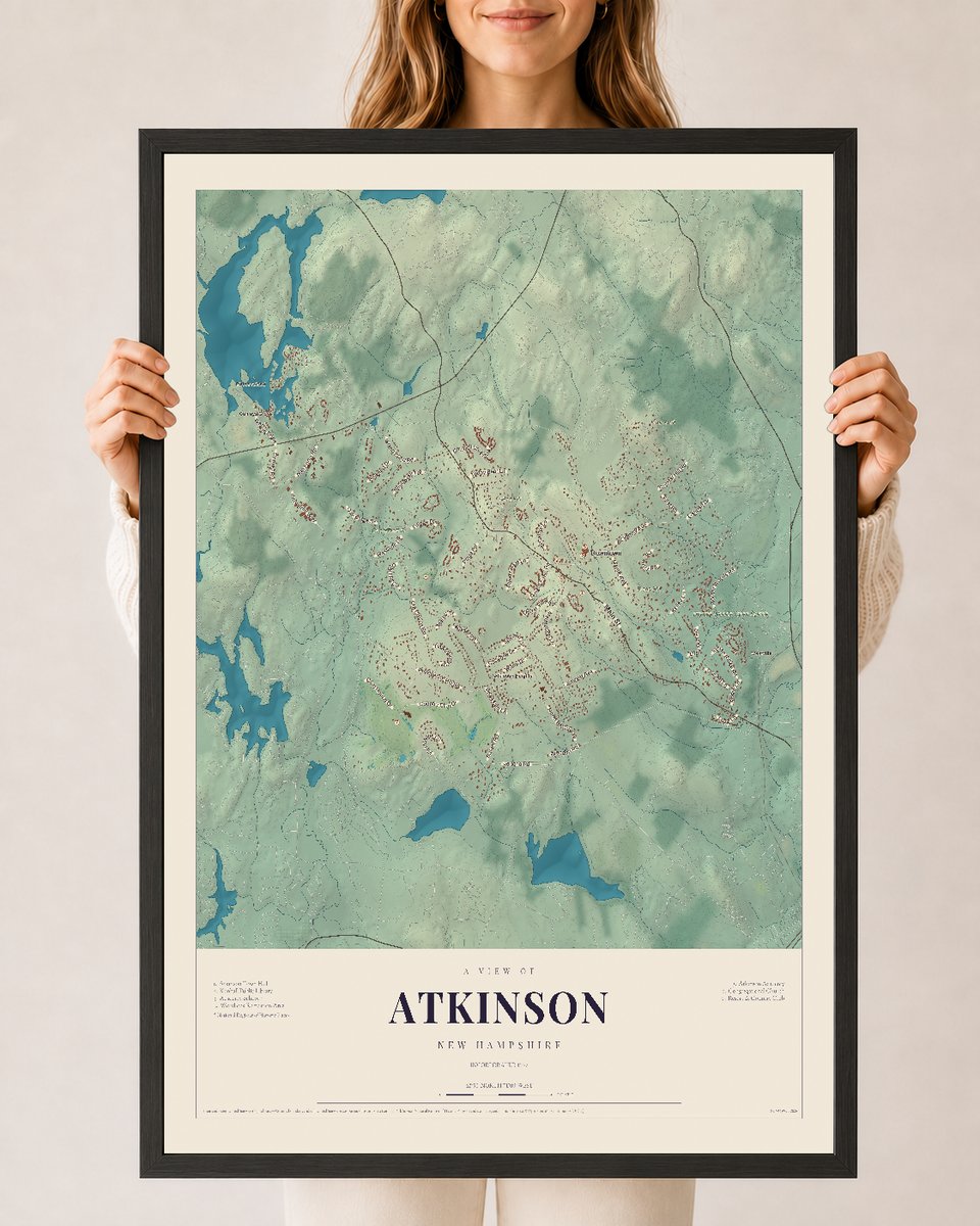 NH Current Atlas 2026 | Atkinson | 24" x 36" | W/ Black Ayous Wood Frame