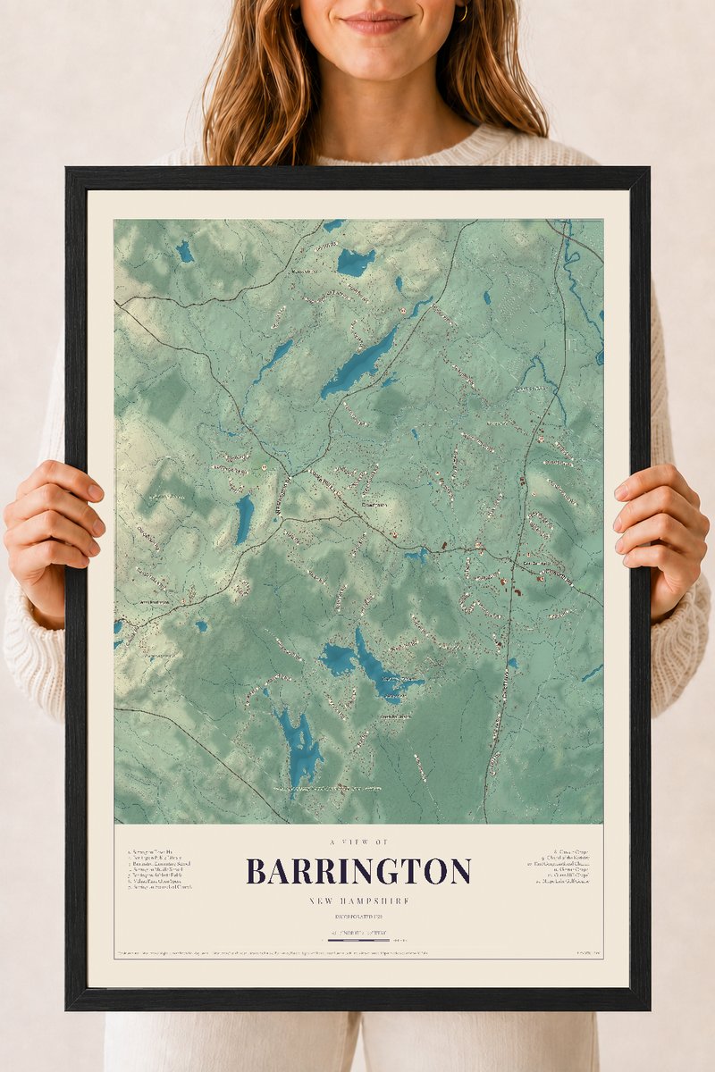NH Current Atlas 2026 | Barrington | 18" x 24" | W/ Black Ayous Wood Frame