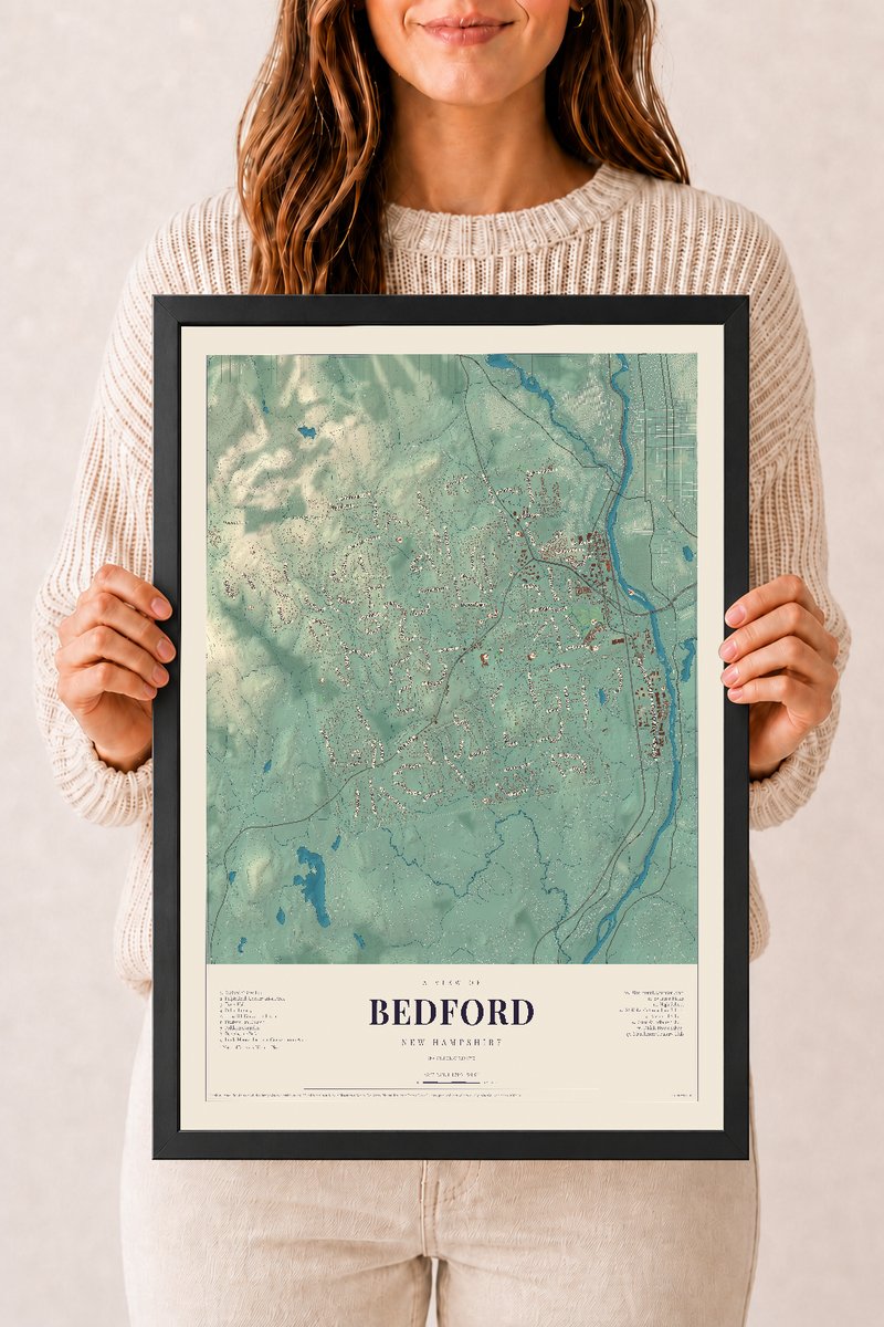 NH Current Atlas 2026 | Bedford | 12" x 18" | W/ Black Ayous Wood Frame