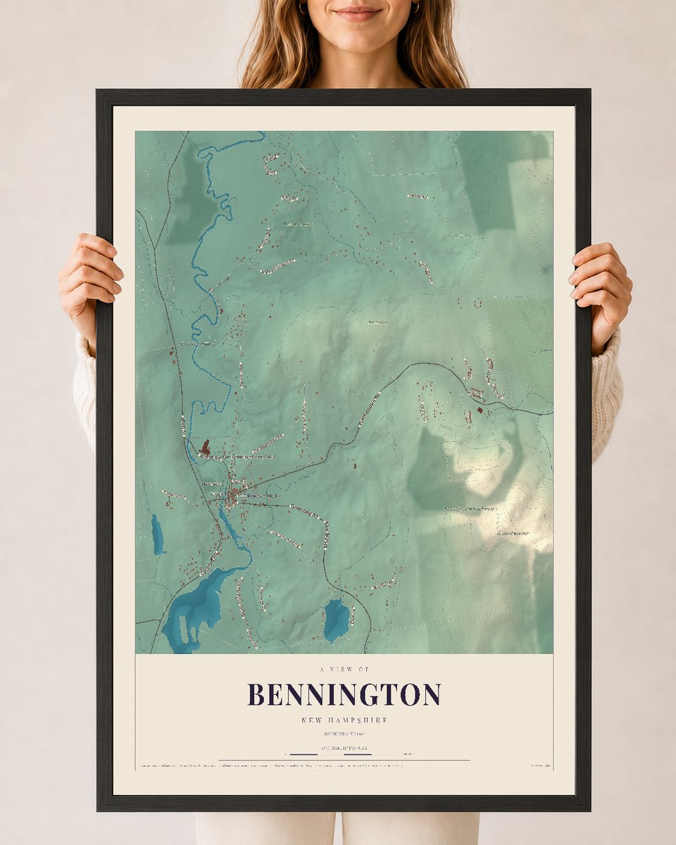 NH Current Atlas 2026 | Bennington | 24" x 36" | W/ Black Ayous Wood Frame
