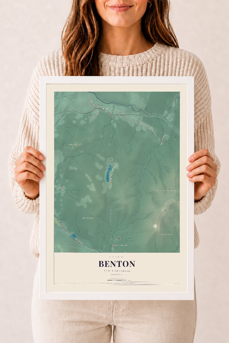 NH Current Atlas 2026 | Benton | 12" x 18" | W/ White Ayous Wood Frame