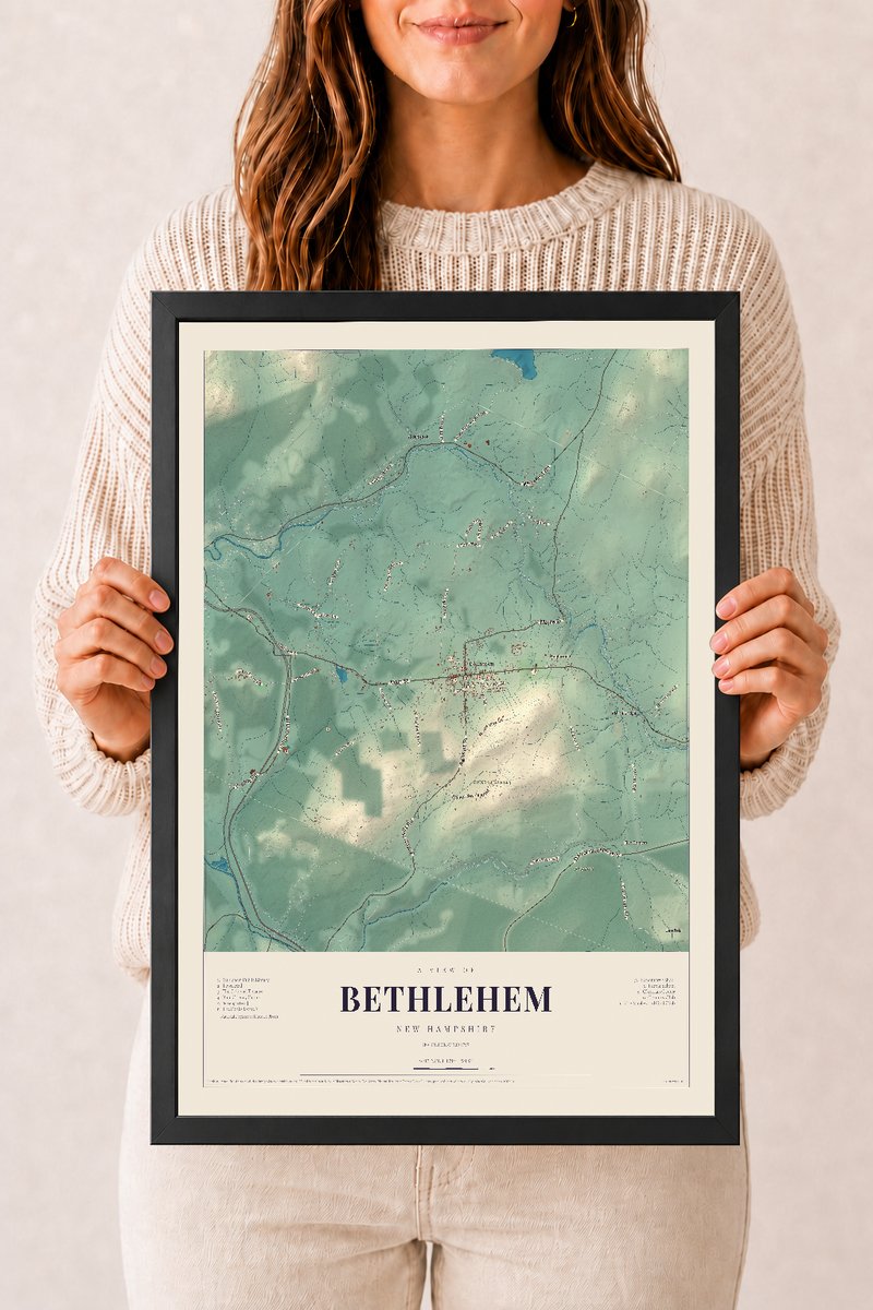 NH Current Atlas 2026 | Bethlehem | 12" x 18" | W/ Black Ayous Wood Frame