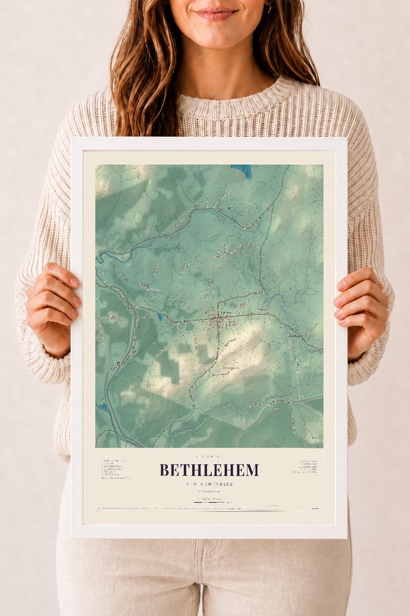 NH Current Atlas 2026 | Bethlehem | 12" x 18" | W/ White Ayous Wood Frame