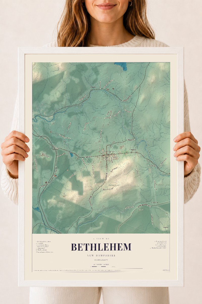 NH Current Atlas 2026 | Bethlehem | 18" x 24" | W/ White Ayous Wood Frame