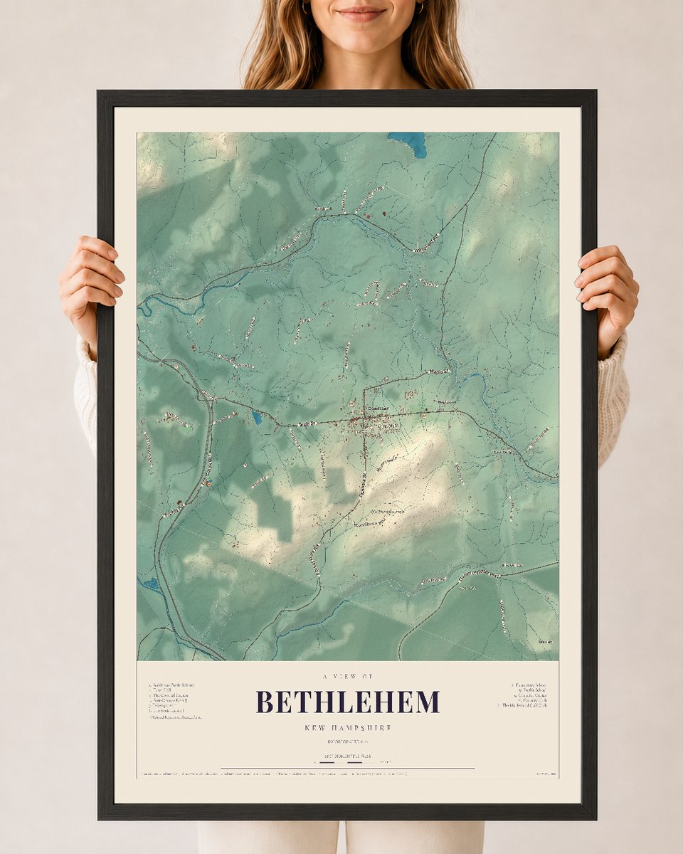 NH Current Atlas 2026 | Bethlehem | 24" x 36" | W/ Black Ayous Wood Frame